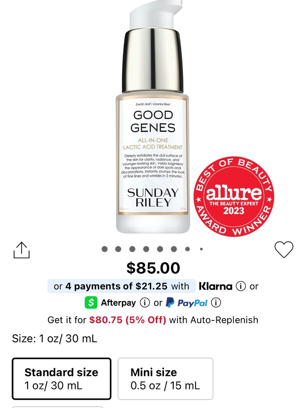 Sunday Riley Good Genes Lactic Acid Serum - Blue and White Packaging - Picture 4 of 4